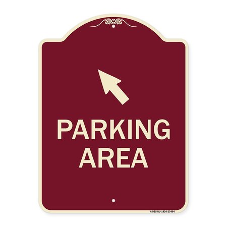 SIGNMISSION Parking Area with Upper Left Arrow Heavy-Gauge Aluminum Architectural Sign, 24" x 18", BU-1824-23464 A-DES-BU-1824-23464